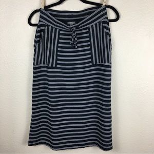 Talbots T by Talbots Women's Black/White Stripe Midi Skirt Size P